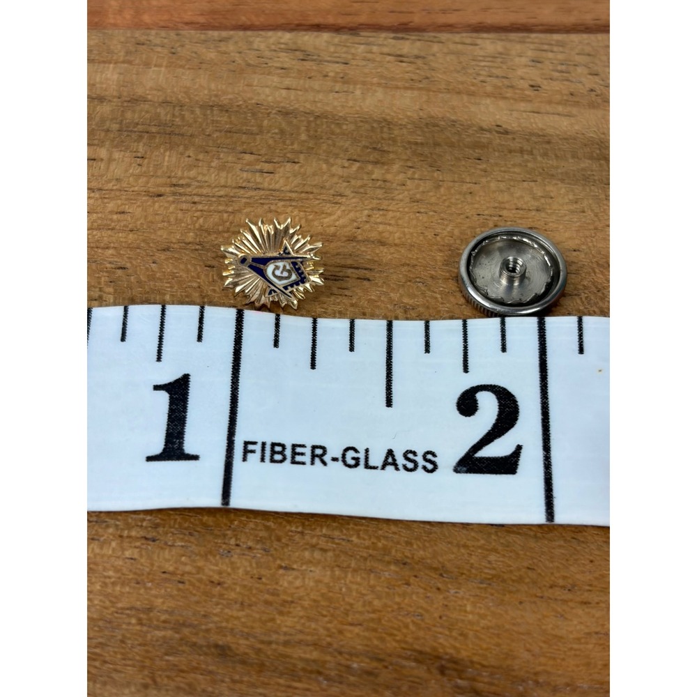 Masonic Lapel Pin Gold 10K Vintage Sunburst Screw Back Fraternal G Tie Tack - Picture 6 of 6